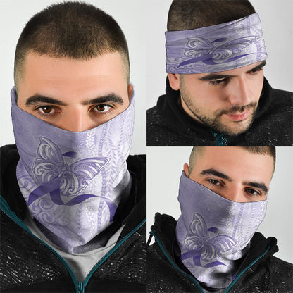 Hawaii Epilepsy Support Purple Ribbon Strength Neck Gaiter Maile Pikake Lokelani Crown Flower Lei Inspired