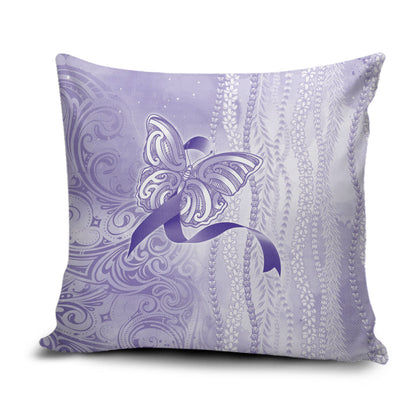Hawaii Epilepsy Support Purple Ribbon Strength Pillow Cover Maile Pikake Lokelani Crown Flower Lei Inspired