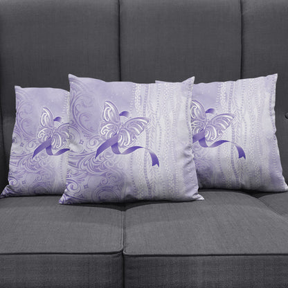 Hawaii Epilepsy Support Purple Ribbon Strength Pillow Cover Maile Pikake Lokelani Crown Flower Lei Inspired