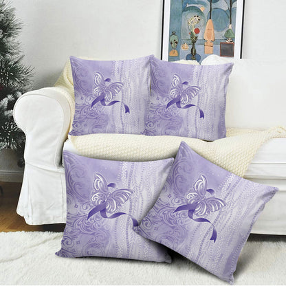 Hawaii Epilepsy Support Purple Ribbon Strength Pillow Cover Maile Pikake Lokelani Crown Flower Lei Inspired