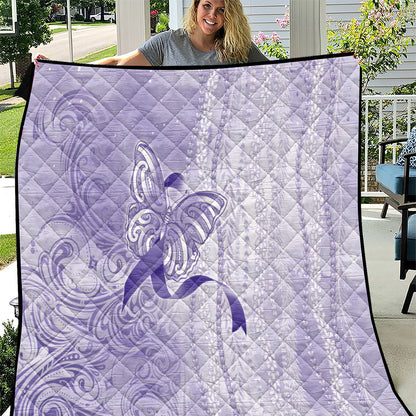 Hawaii Epilepsy Support Purple Ribbon Strength Quilt Maile Pikake Lokelani Crown Flower Lei Inspired
