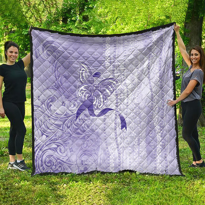 Hawaii Epilepsy Support Purple Ribbon Strength Quilt Maile Pikake Lokelani Crown Flower Lei Inspired