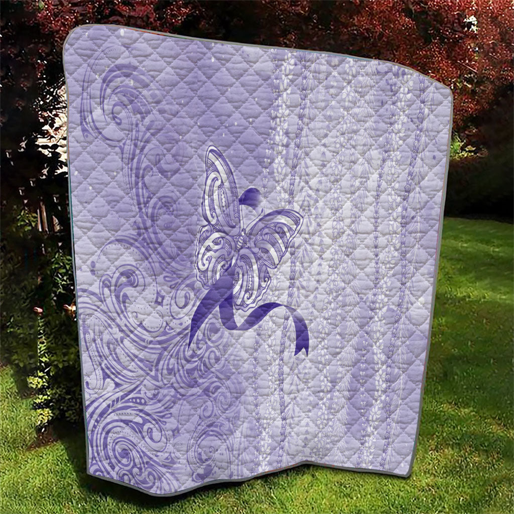 Hawaii Epilepsy Support Purple Ribbon Strength Quilt Maile Pikake Lokelani Crown Flower Lei Inspired