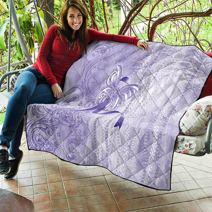 Hawaii Epilepsy Support Purple Ribbon Strength Quilt Maile Pikake Lokelani Crown Flower Lei Inspired