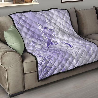 Hawaii Epilepsy Support Purple Ribbon Strength Quilt Maile Pikake Lokelani Crown Flower Lei Inspired
