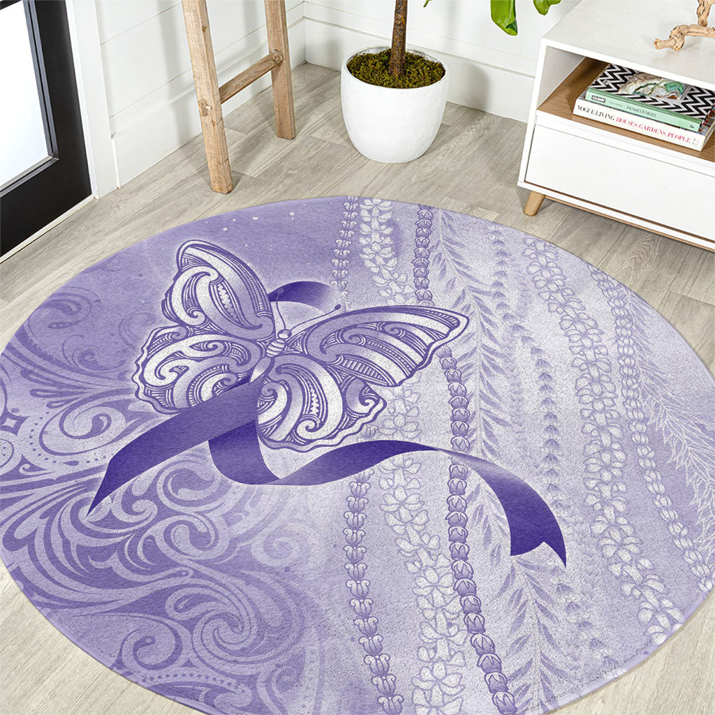 Hawaii Epilepsy Support Purple Ribbon Strength Round Carpet Maile Pikake Lokelani Crown Flower Lei Inspired