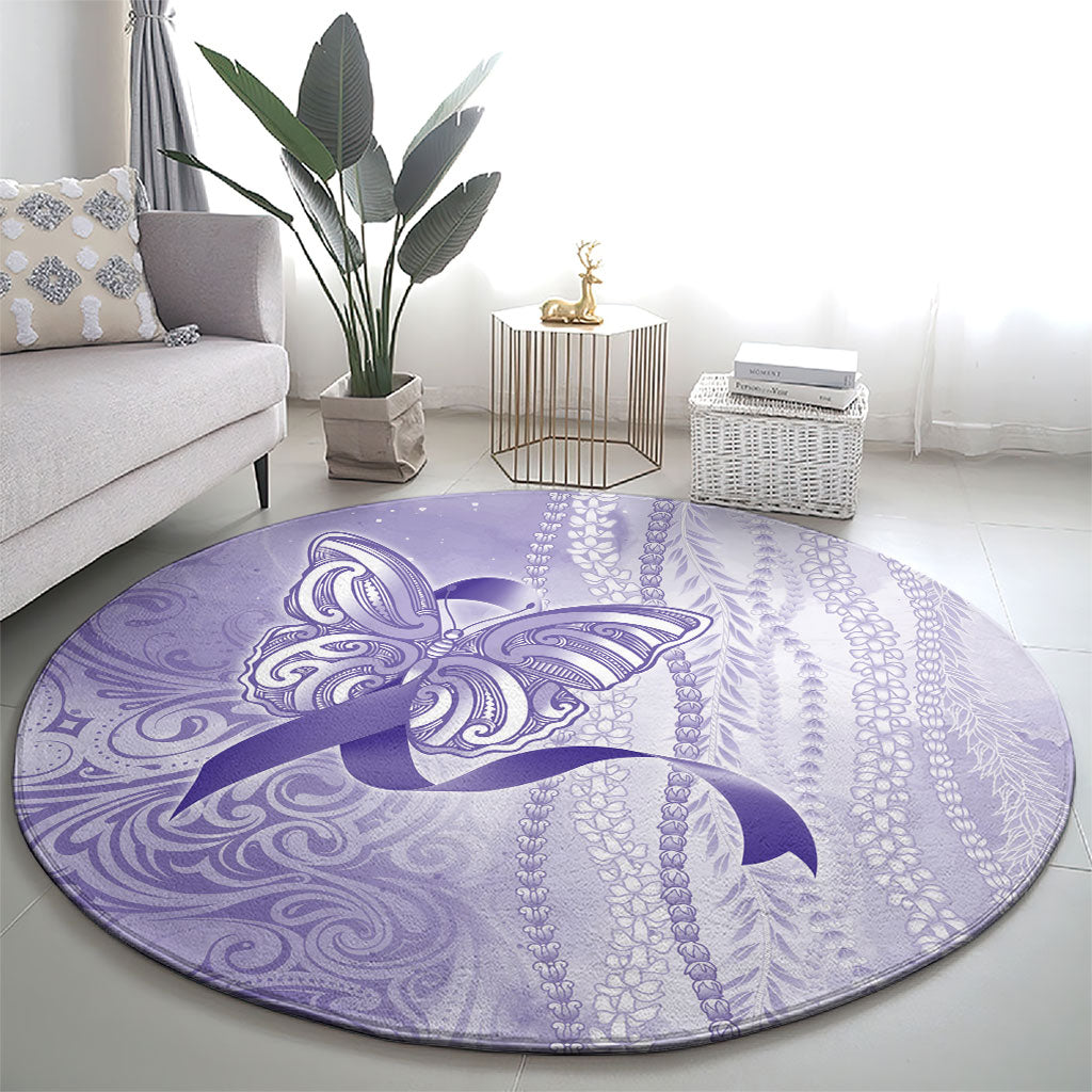 Hawaii Epilepsy Support Purple Ribbon Strength Round Carpet Maile Pikake Lokelani Crown Flower Lei Inspired