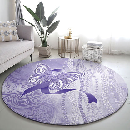 Hawaii Epilepsy Support Purple Ribbon Strength Round Carpet Maile Pikake Lokelani Crown Flower Lei Inspired