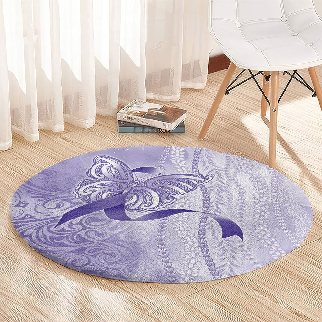 Hawaii Epilepsy Support Purple Ribbon Strength Round Carpet Maile Pikake Lokelani Crown Flower Lei Inspired