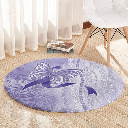 Hawaii Epilepsy Support Purple Ribbon Strength Round Carpet Maile Pikake Lokelani Crown Flower Lei Inspired