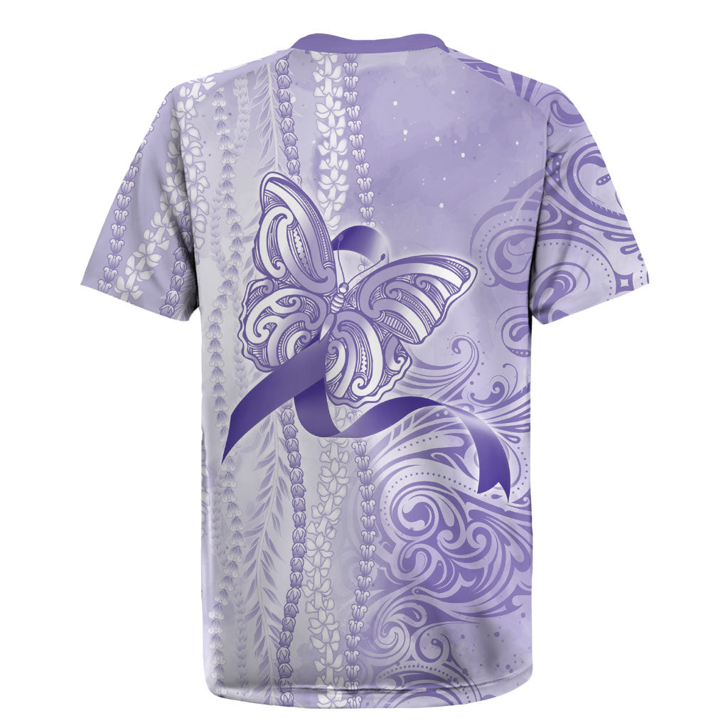 Hawaii Epilepsy Support Purple Ribbon Strength Rugby Jersey Maile Pikake Lokelani Crown Flower Lei Inspired