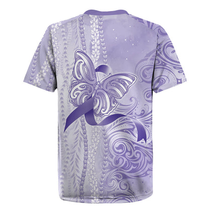 Hawaii Epilepsy Support Purple Ribbon Strength Rugby Jersey Maile Pikake Lokelani Crown Flower Lei Inspired