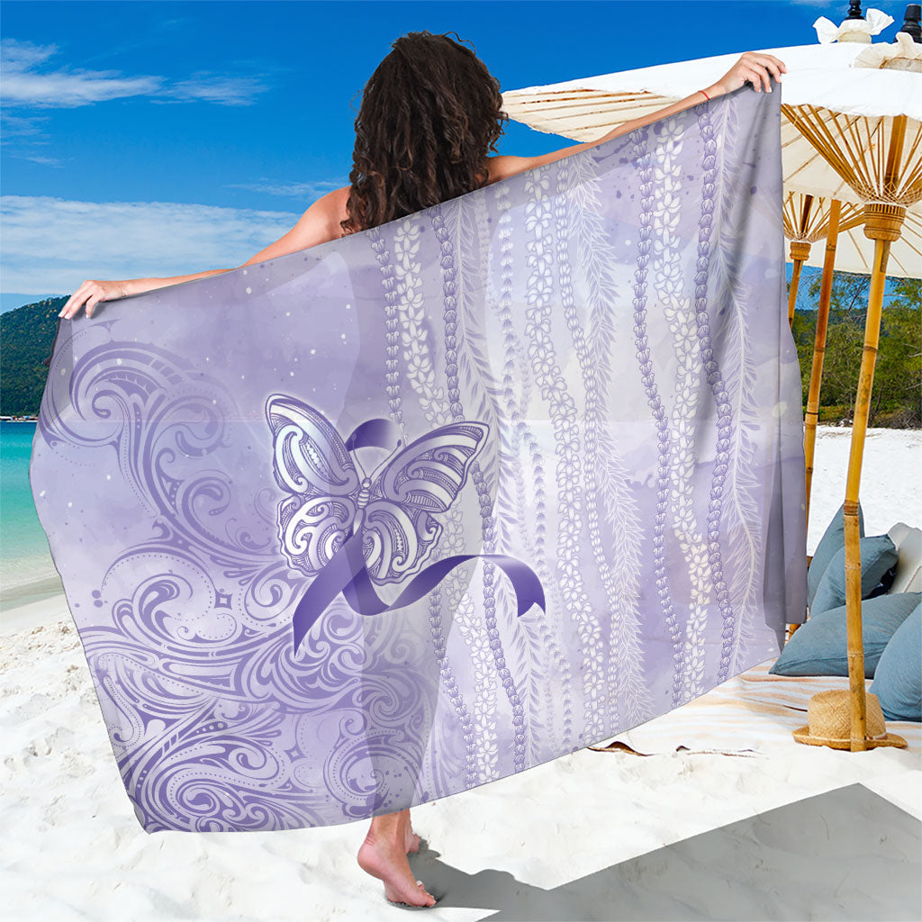 Hawaii Epilepsy Support Purple Ribbon Strength Sarong Maile Pikake Lokelani Crown Flower Lei Inspired