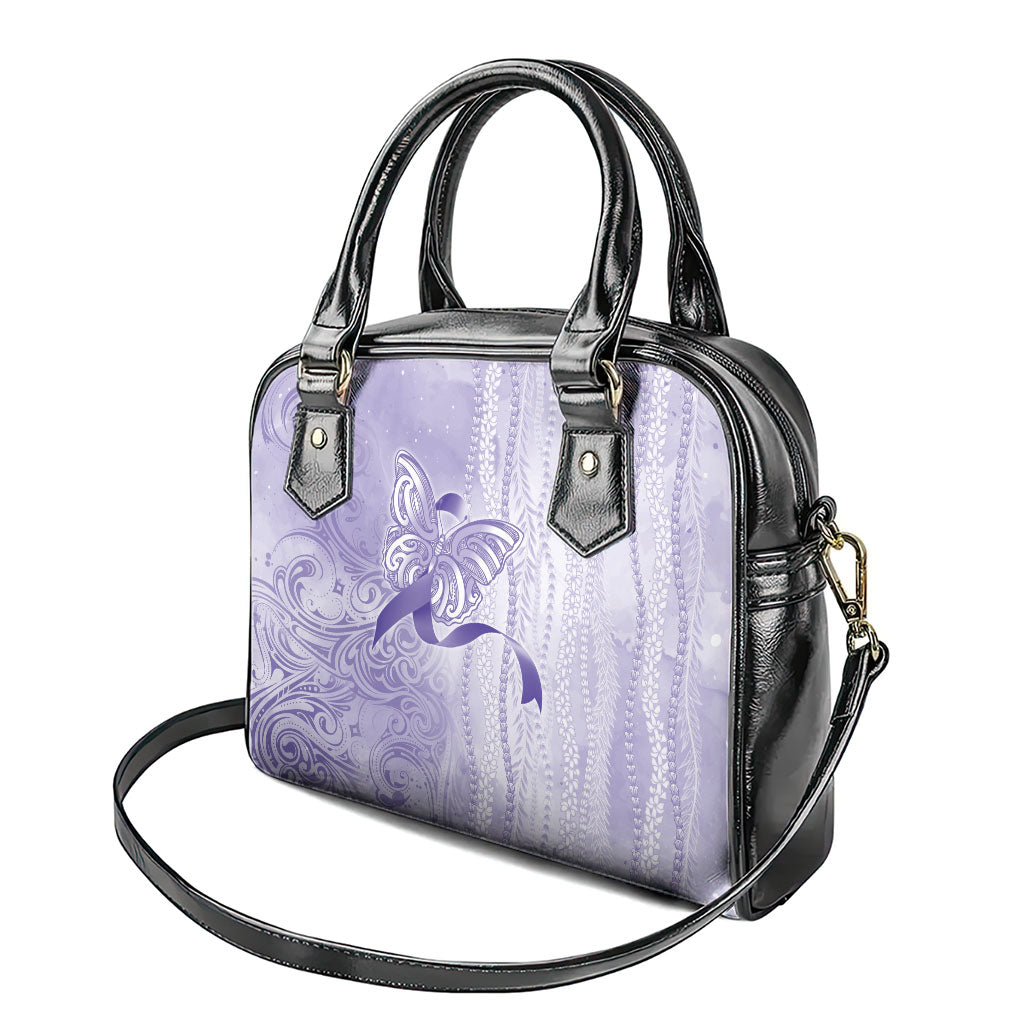 Hawaii Epilepsy Support Purple Ribbon Strength Shoulder Handbag Maile Pikake Lokelani Crown Flower Lei Inspired