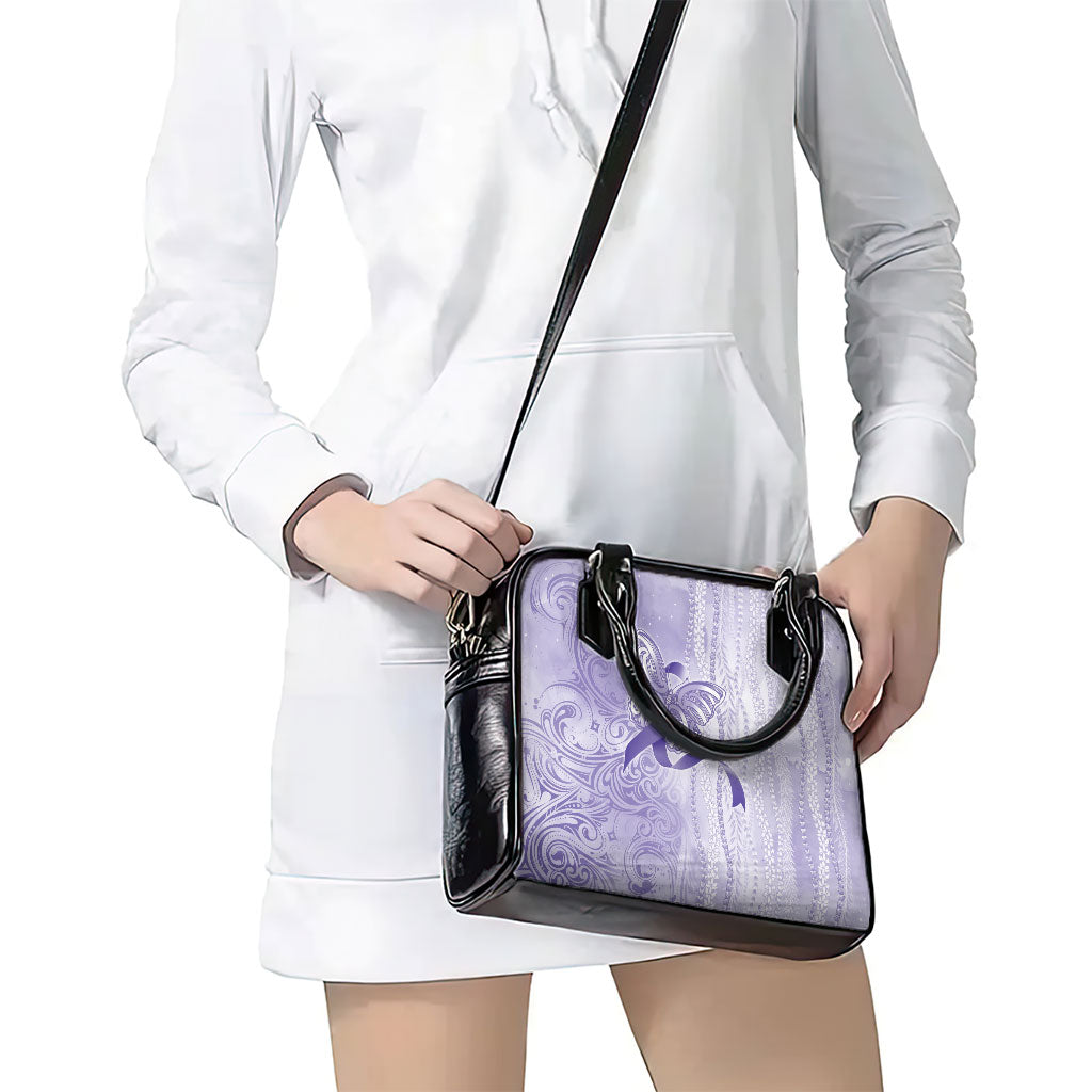Hawaii Epilepsy Support Purple Ribbon Strength Shoulder Handbag Maile Pikake Lokelani Crown Flower Lei Inspired