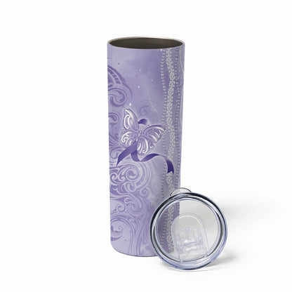 Hawaii Epilepsy Support Purple Ribbon Strength Skinny Tumbler Maile Pikake Lokelani Crown Flower Lei Inspired