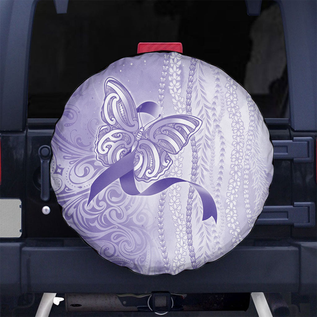 Hawaii Epilepsy Support Purple Ribbon Strength Spare Tire Cover Maile Pikake Lokelani Crown Flower Lei Inspired