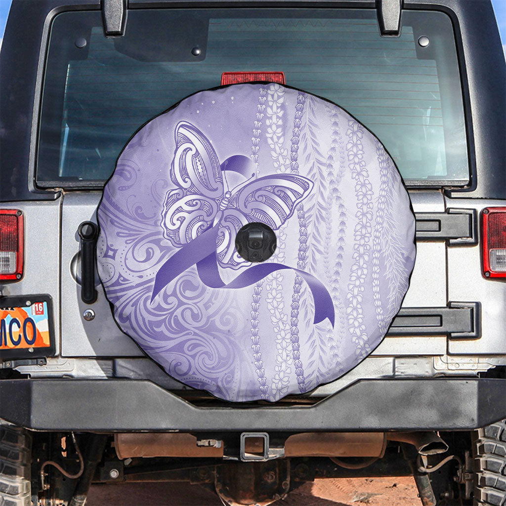 Hawaii Epilepsy Support Purple Ribbon Strength Spare Tire Cover Maile Pikake Lokelani Crown Flower Lei Inspired