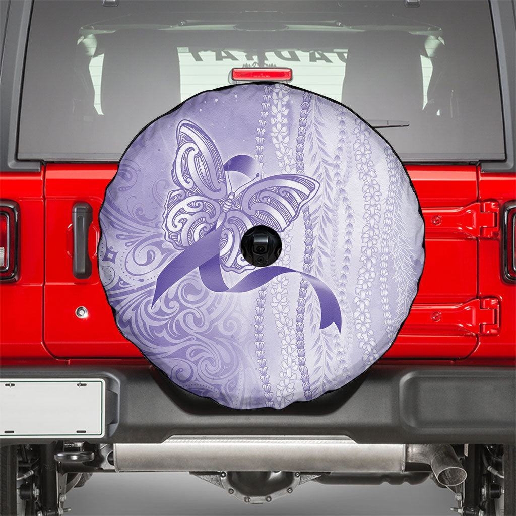 Hawaii Epilepsy Support Purple Ribbon Strength Spare Tire Cover Maile Pikake Lokelani Crown Flower Lei Inspired
