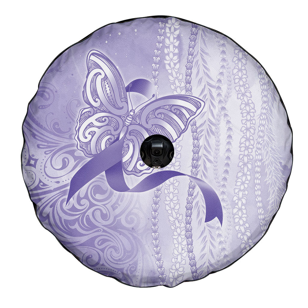 Hawaii Epilepsy Support Purple Ribbon Strength Spare Tire Cover Maile Pikake Lokelani Crown Flower Lei Inspired