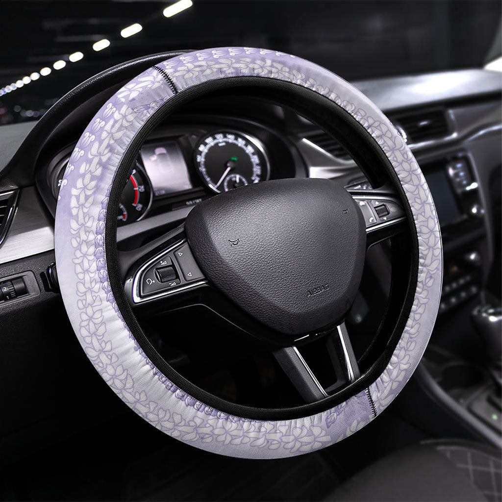 Hawaii Epilepsy Support Purple Ribbon Strength Steering Wheel Cover Maile Pikake Lokelani Crown Flower Lei Inspired