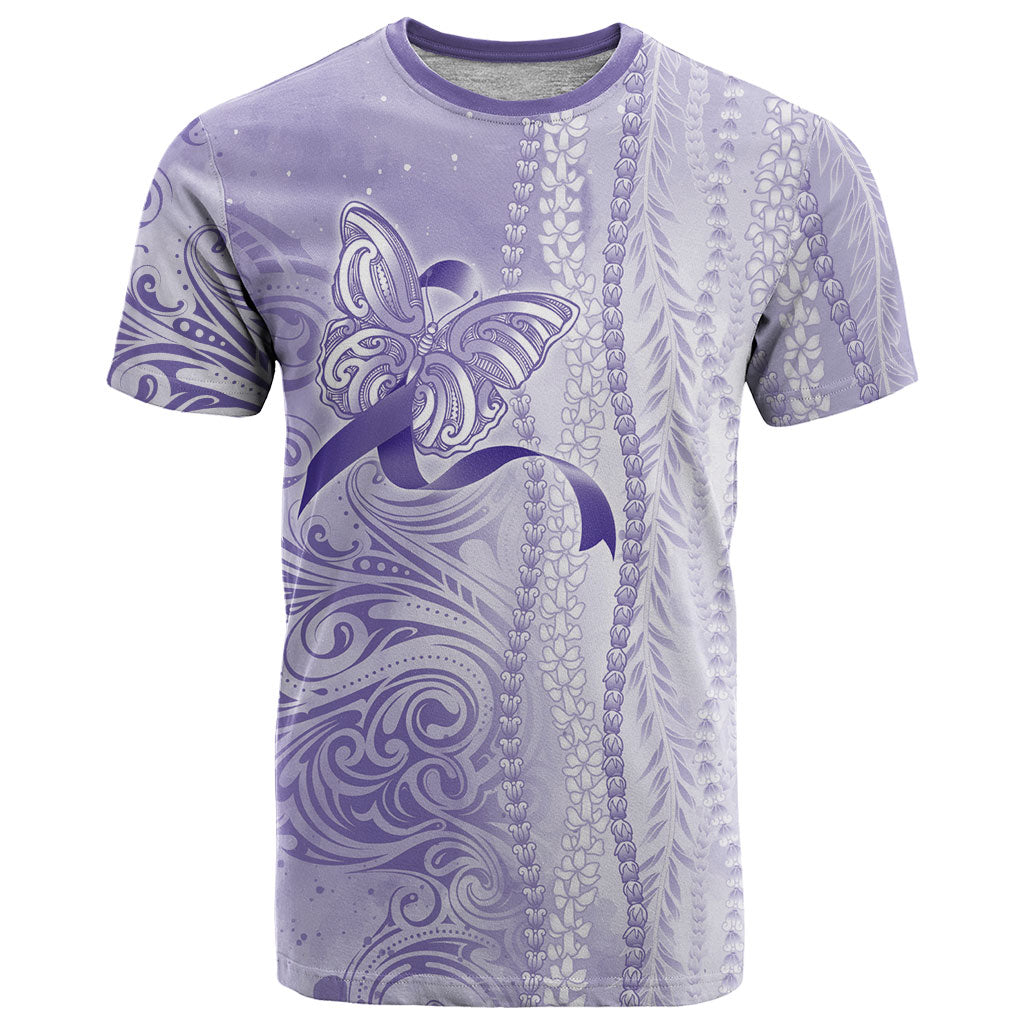 Hawaii Epilepsy Support Purple Ribbon Strength T Shirt Maile Pikake Lokelani Crown Flower Lei Inspired