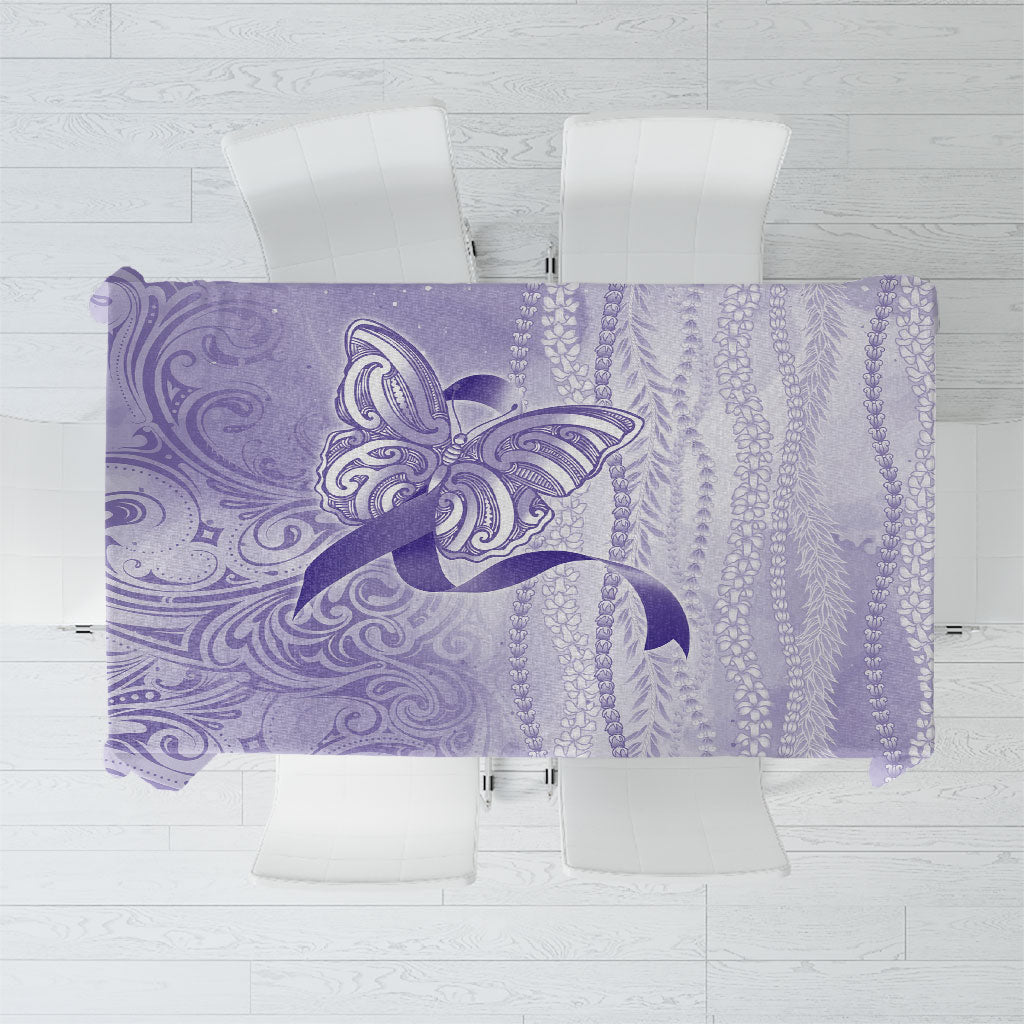Hawaii Epilepsy Support Purple Ribbon Strength Tablecloth Maile Pikake Lokelani Crown Flower Lei Inspired