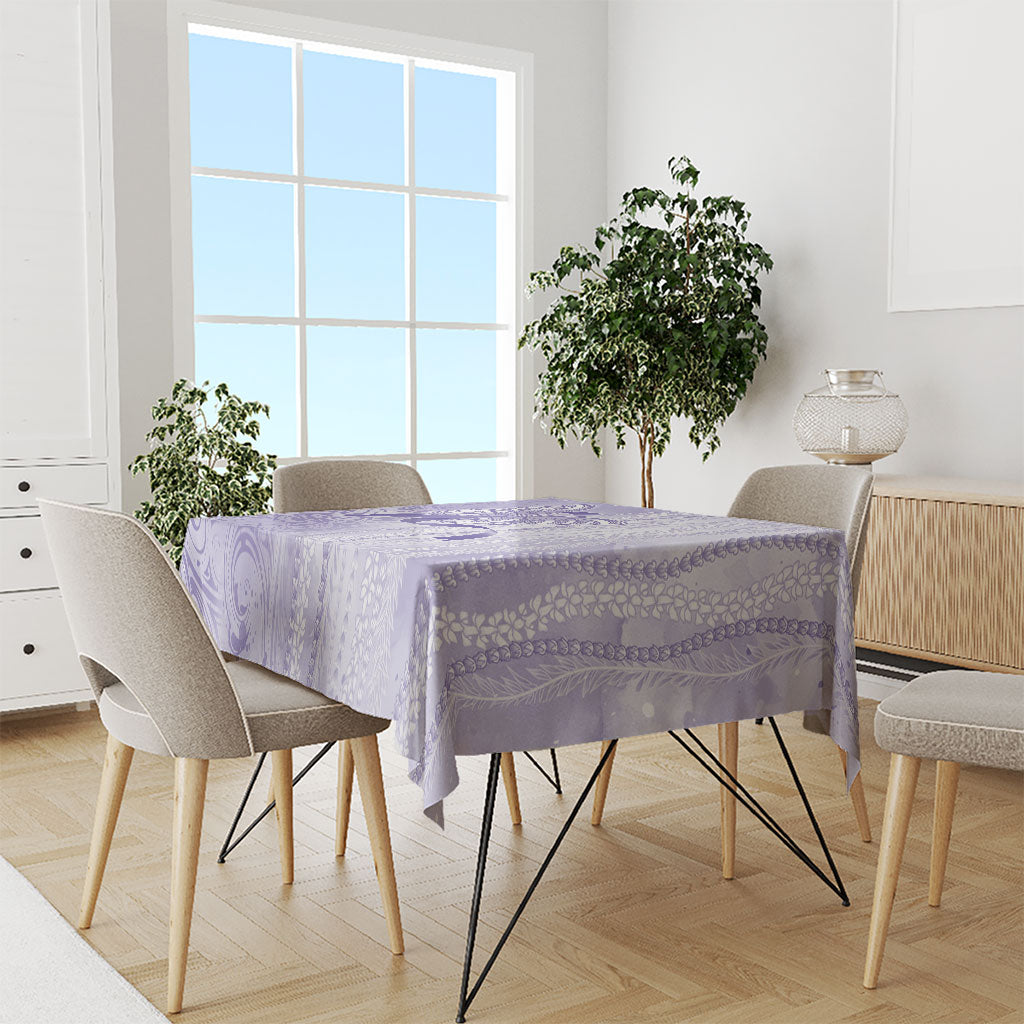Hawaii Epilepsy Support Purple Ribbon Strength Tablecloth Maile Pikake Lokelani Crown Flower Lei Inspired