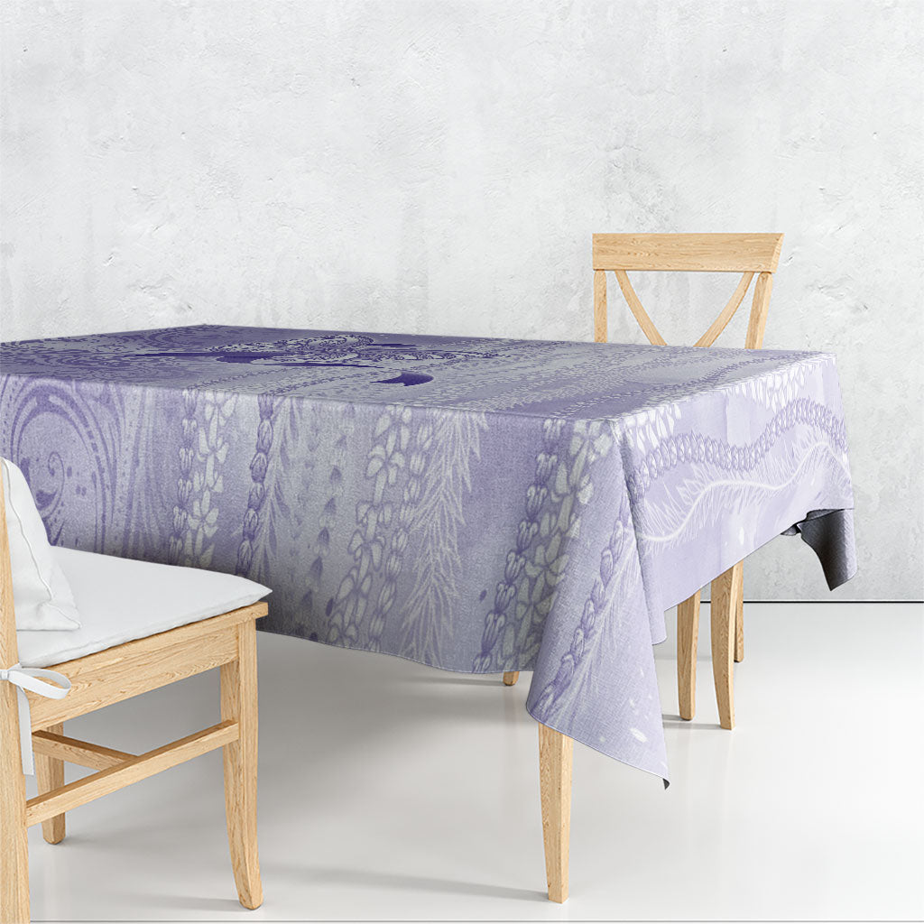Hawaii Epilepsy Support Purple Ribbon Strength Tablecloth Maile Pikake Lokelani Crown Flower Lei Inspired