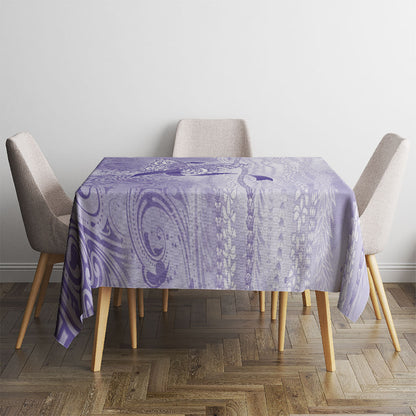 Hawaii Epilepsy Support Purple Ribbon Strength Tablecloth Maile Pikake Lokelani Crown Flower Lei Inspired