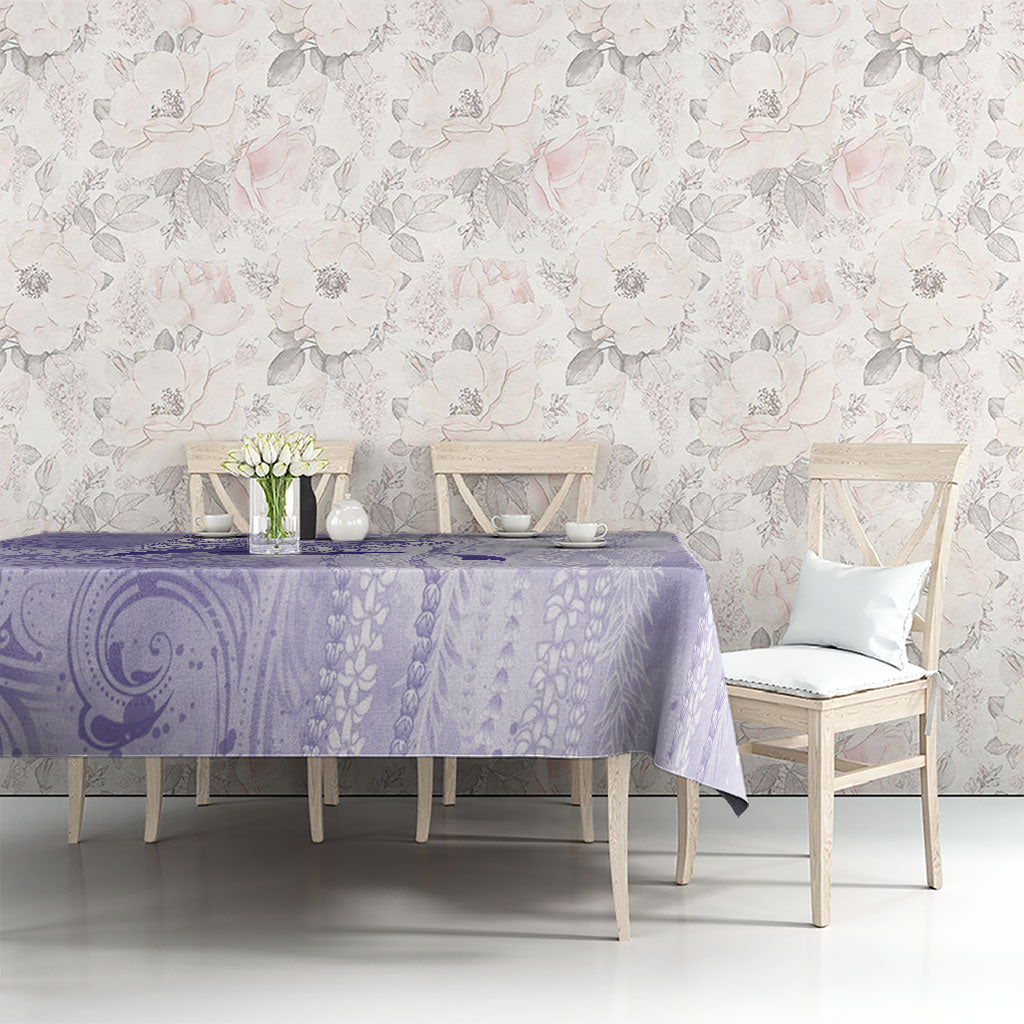 Hawaii Epilepsy Support Purple Ribbon Strength Tablecloth Maile Pikake Lokelani Crown Flower Lei Inspired