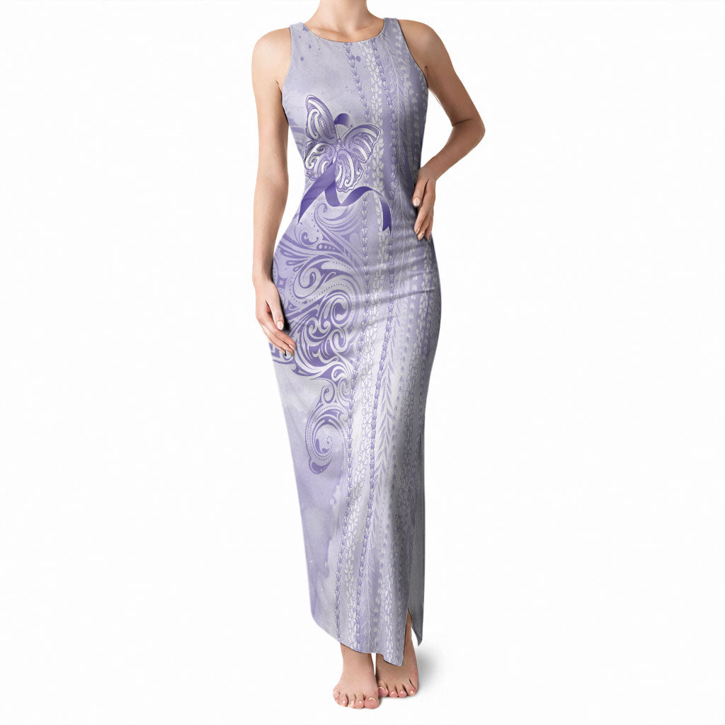 Hawaii Epilepsy Support Purple Ribbon Strength Tank Maxi Dress Maile Pikake Lokelani Crown Flower Lei Inspired