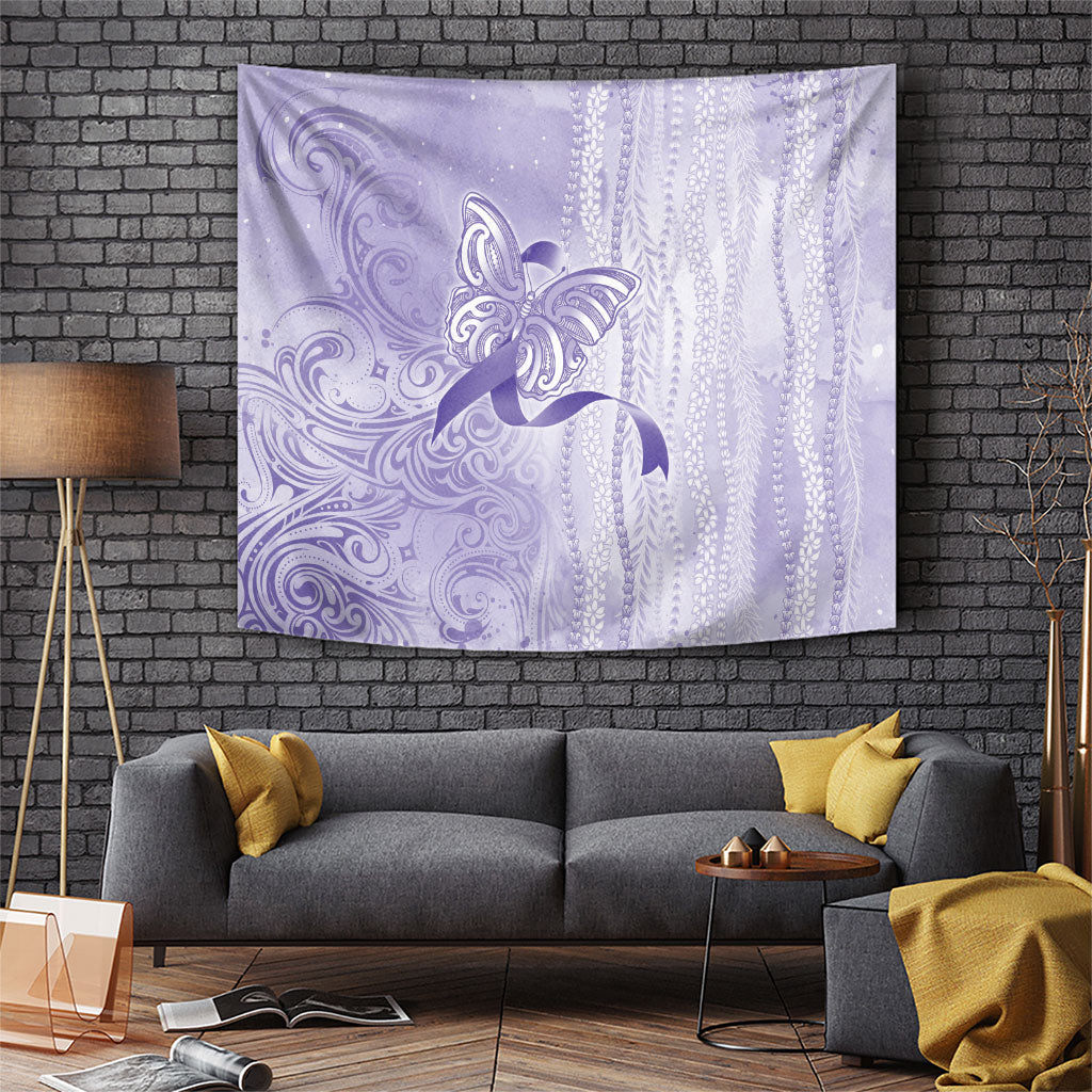 Hawaii Epilepsy Support Purple Ribbon Strength Tapestry Maile Pikake Lokelani Crown Flower Lei Inspired