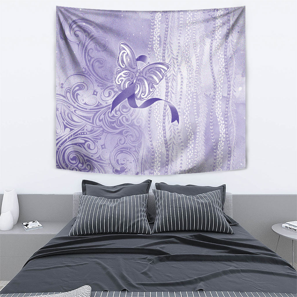 Hawaii Epilepsy Support Purple Ribbon Strength Tapestry Maile Pikake Lokelani Crown Flower Lei Inspired