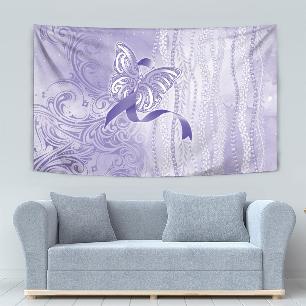 Hawaii Epilepsy Support Purple Ribbon Strength Tapestry Maile Pikake Lokelani Crown Flower Lei Inspired