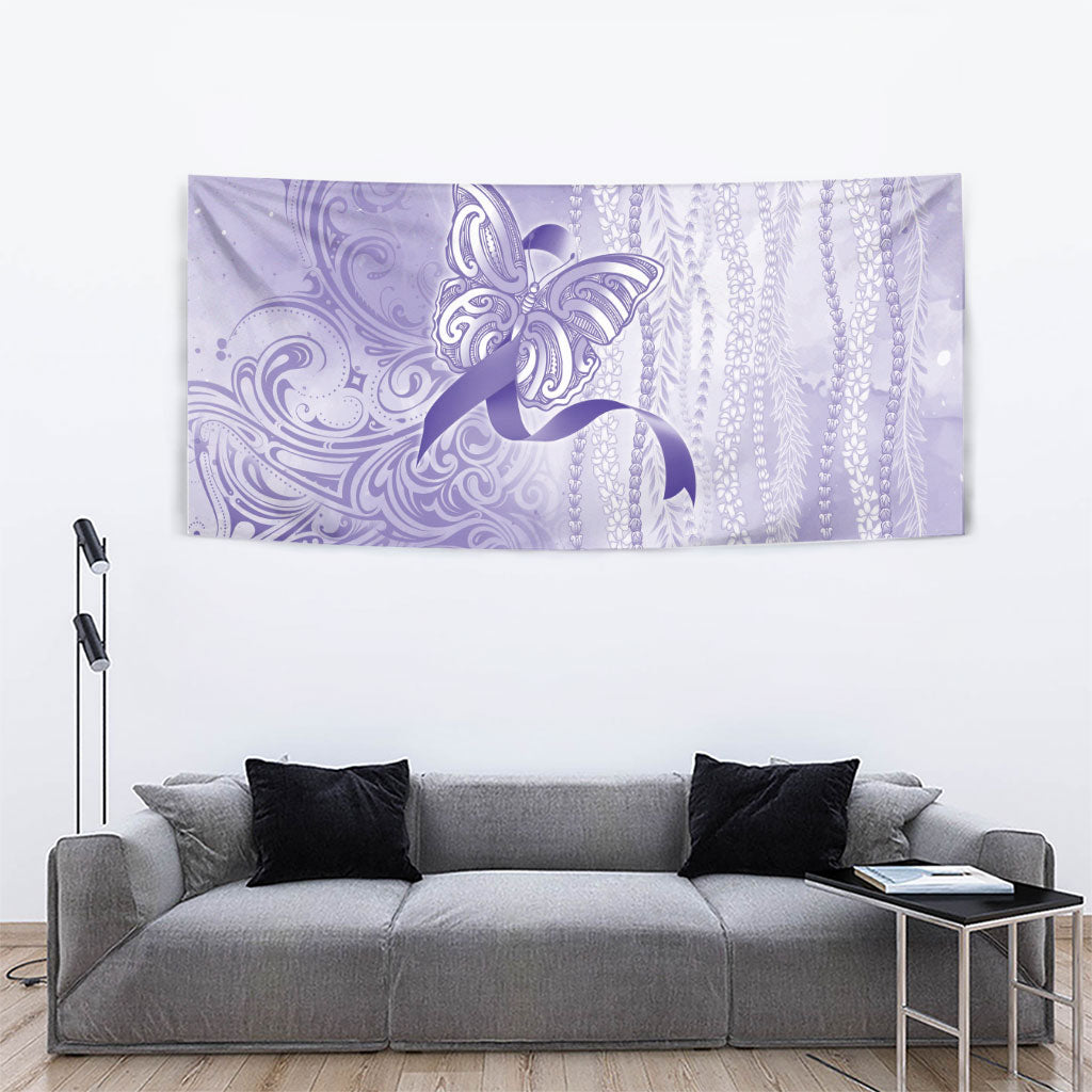 Hawaii Epilepsy Support Purple Ribbon Strength Tapestry Maile Pikake Lokelani Crown Flower Lei Inspired