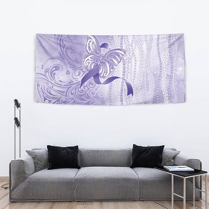 Hawaii Epilepsy Support Purple Ribbon Strength Tapestry Maile Pikake Lokelani Crown Flower Lei Inspired