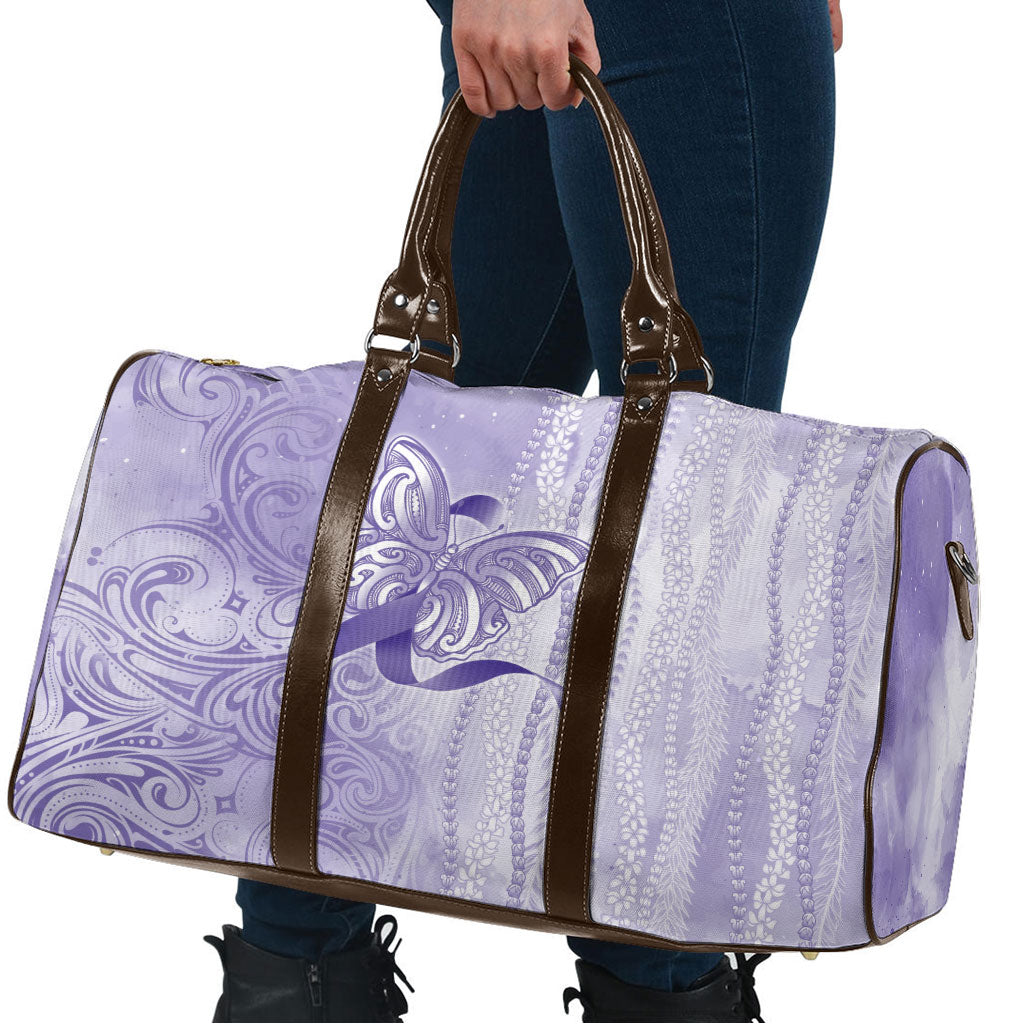 Hawaii Epilepsy Support Purple Ribbon Strength Travel Bag Maile Pikake Lokelani Crown Flower Lei Inspired