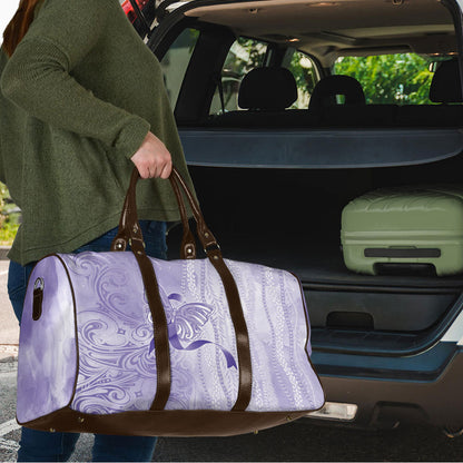 Hawaii Epilepsy Support Purple Ribbon Strength Travel Bag Maile Pikake Lokelani Crown Flower Lei Inspired