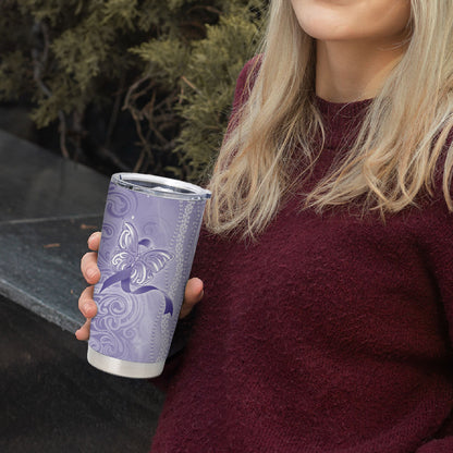 Hawaii Epilepsy Support Purple Ribbon Strength Tumbler Cup Maile Pikake Lokelani Crown Flower Lei Inspired