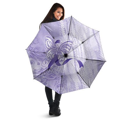 Hawaii Epilepsy Support Purple Ribbon Strength Umbrella Maile Pikake Lokelani Crown Flower Lei Inspired