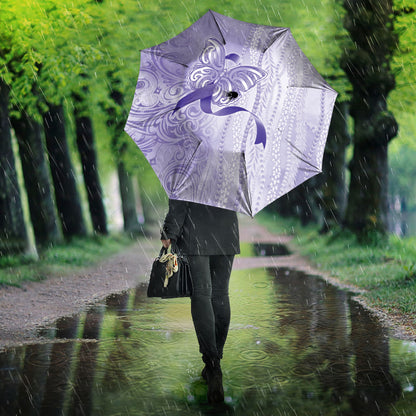 Hawaii Epilepsy Support Purple Ribbon Strength Umbrella Maile Pikake Lokelani Crown Flower Lei Inspired