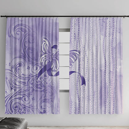 Hawaii Epilepsy Support Purple Ribbon Strength Window Curtain Maile Pikake Lokelani Crown Flower Lei Inspired