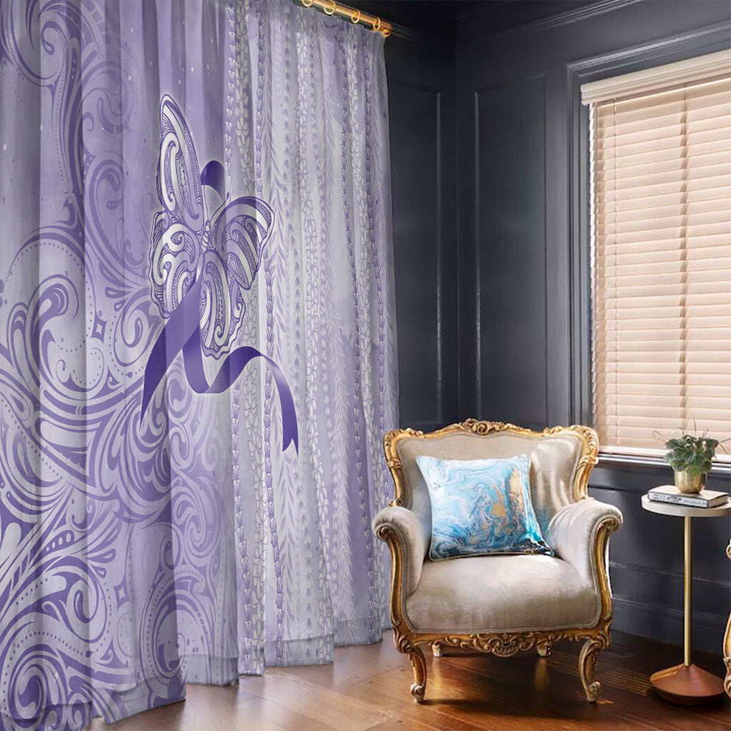 Hawaii Epilepsy Support Purple Ribbon Strength Window Curtain Maile Pikake Lokelani Crown Flower Lei Inspired