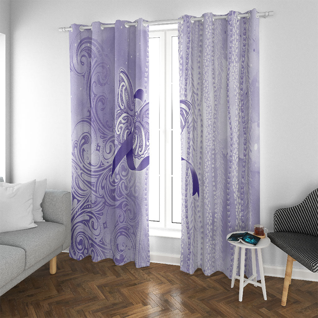 Hawaii Epilepsy Support Purple Ribbon Strength Window Curtain Maile Pikake Lokelani Crown Flower Lei Inspired