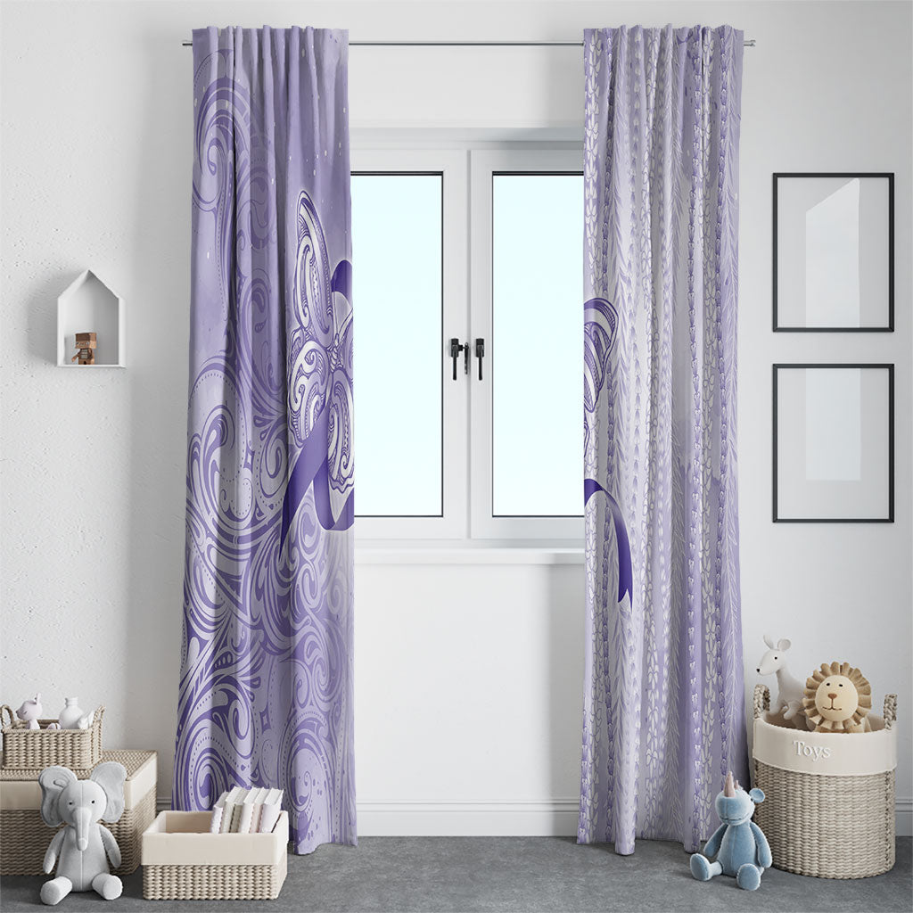 Hawaii Epilepsy Support Purple Ribbon Strength Window Curtain Maile Pikake Lokelani Crown Flower Lei Inspired