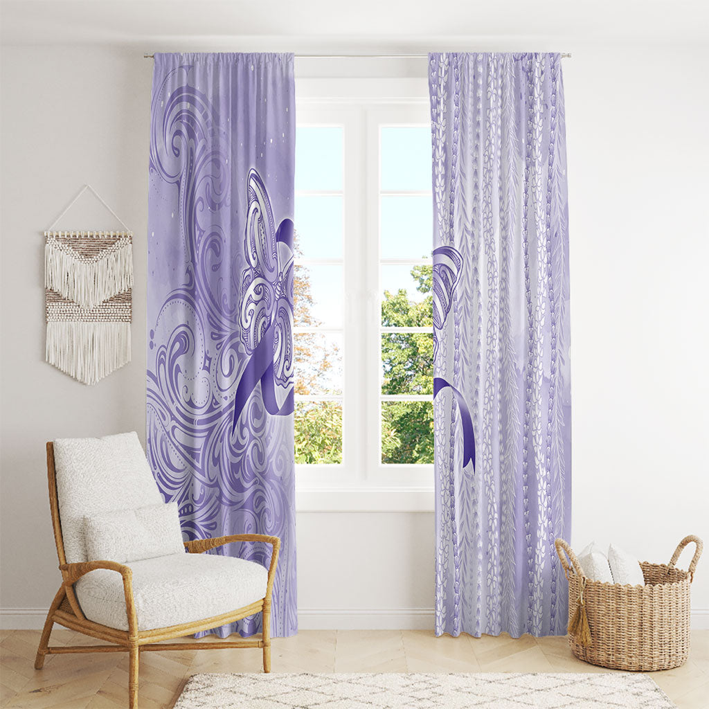Hawaii Epilepsy Support Purple Ribbon Strength Window Curtain Maile Pikake Lokelani Crown Flower Lei Inspired