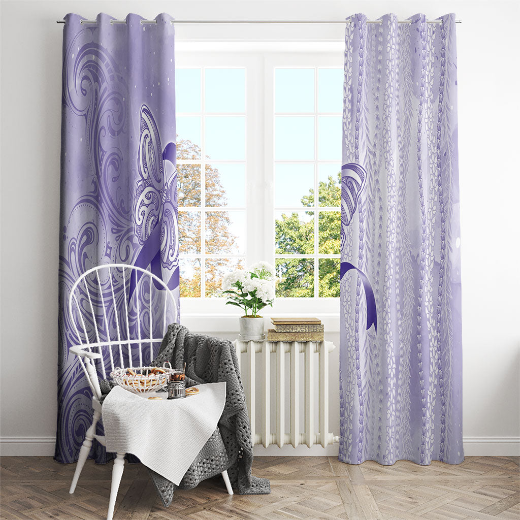 Hawaii Epilepsy Support Purple Ribbon Strength Window Curtain Maile Pikake Lokelani Crown Flower Lei Inspired