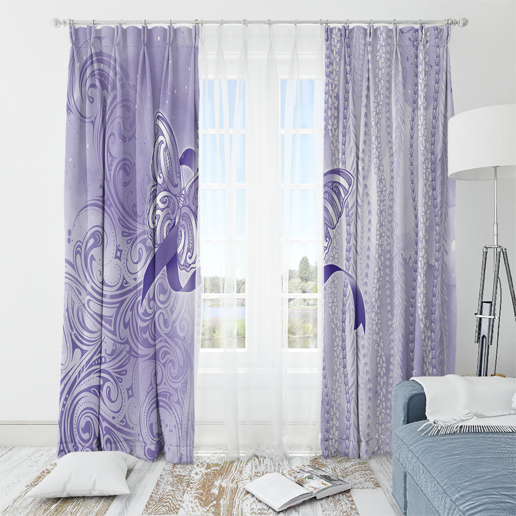 Hawaii Epilepsy Support Purple Ribbon Strength Window Curtain Maile Pikake Lokelani Crown Flower Lei Inspired