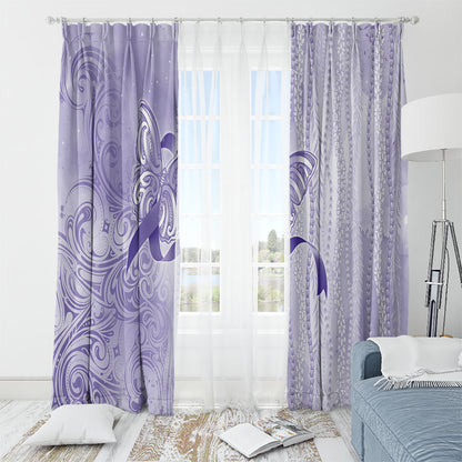 Hawaii Epilepsy Support Purple Ribbon Strength Window Curtain Maile Pikake Lokelani Crown Flower Lei Inspired